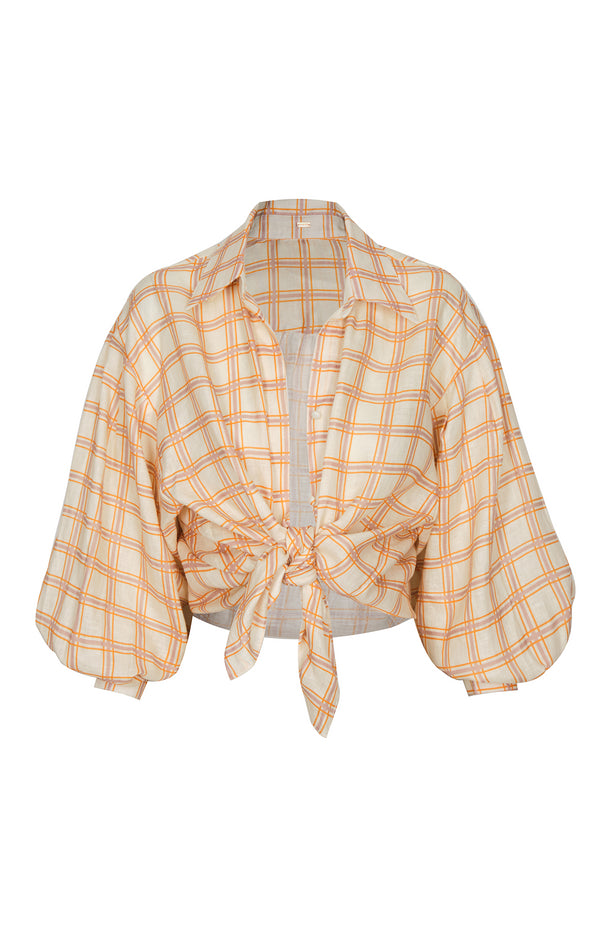 Barnes Linen Shirt / Cream and Butter Scotch
